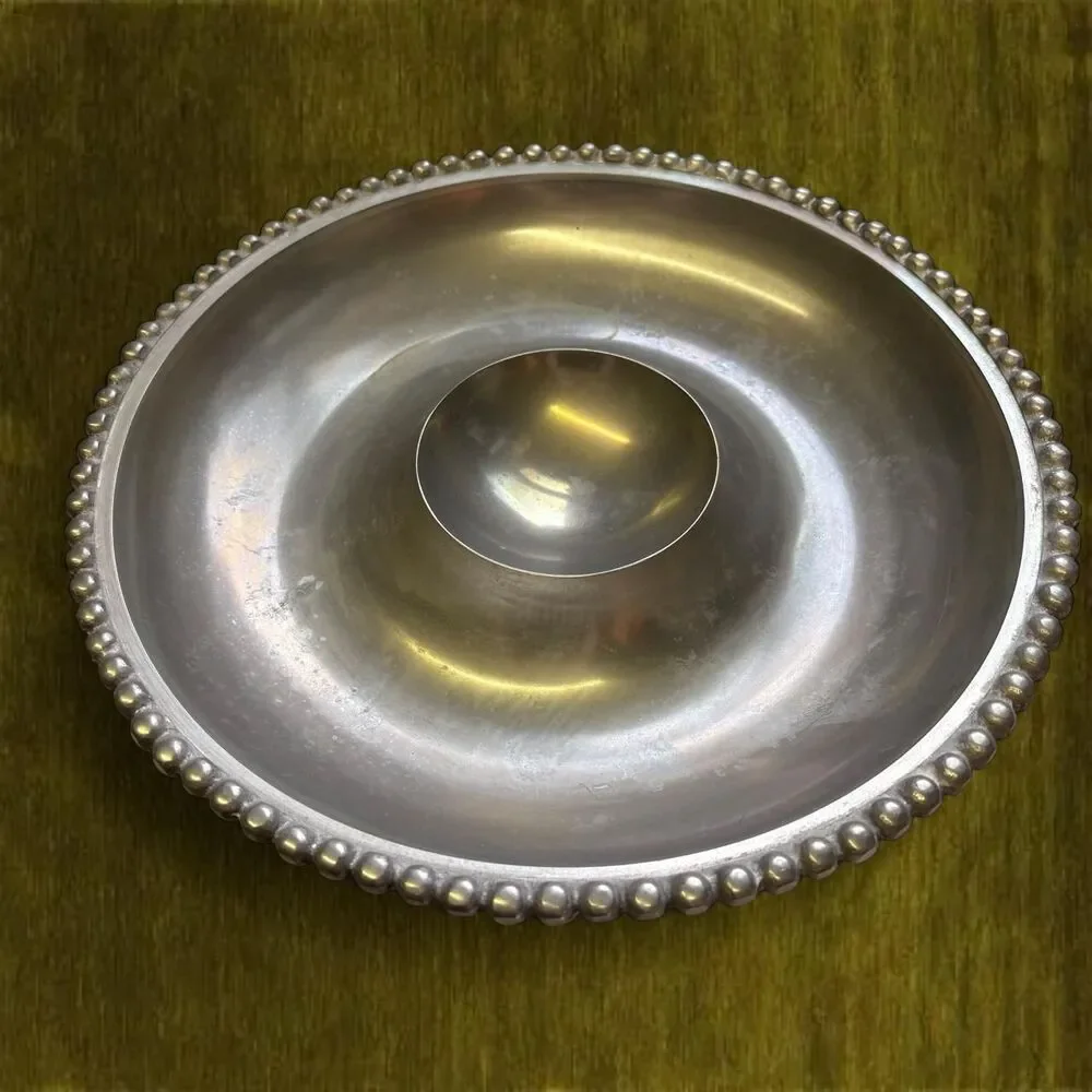 Boho Cottage Farmhouse Silver Colored Serving Chip and Dip Bowl